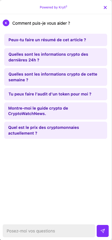 Aperçu d’Agent K intégré sur CryptoWatchNews
